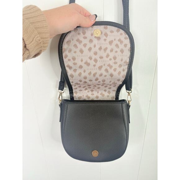 Kedzie Camden Faux Sherpa Crossbody Mini Messanger Bag Black - Picture 6 of 9